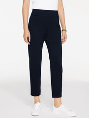BLACK|INDIGO BLUE TAPERED LEG PASSPORT PONTE PANTS | Talbots discount
