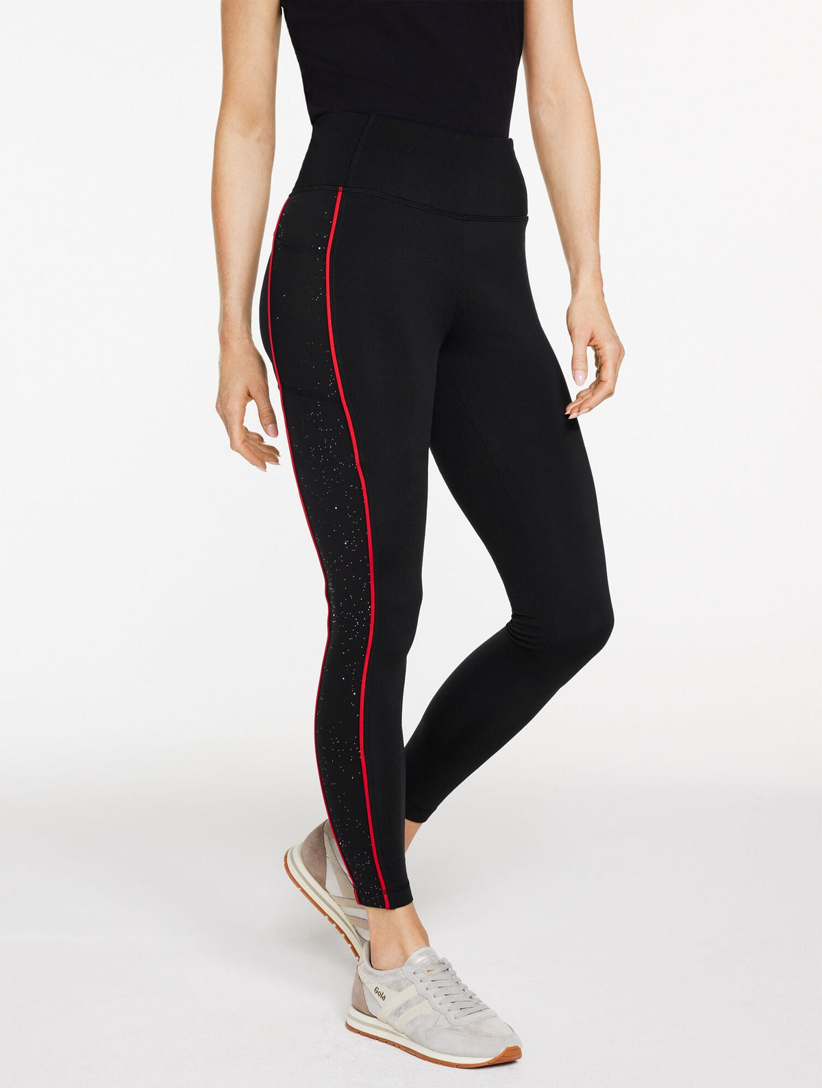 BLACK LUXE FLEECEBACK LEGGINGS - GLEAMING DOTS | Talbots online