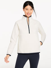 IVORY AIRKNIT STRETCH MESH HALF-ZIP PULLOVER | Talbots on sale