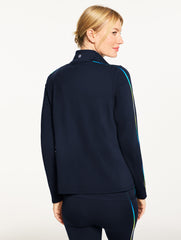 INDIGO SPORT FLEECEBACK FULL-ZIP JACKET - OMBRÉ PIPED | Talbots discount