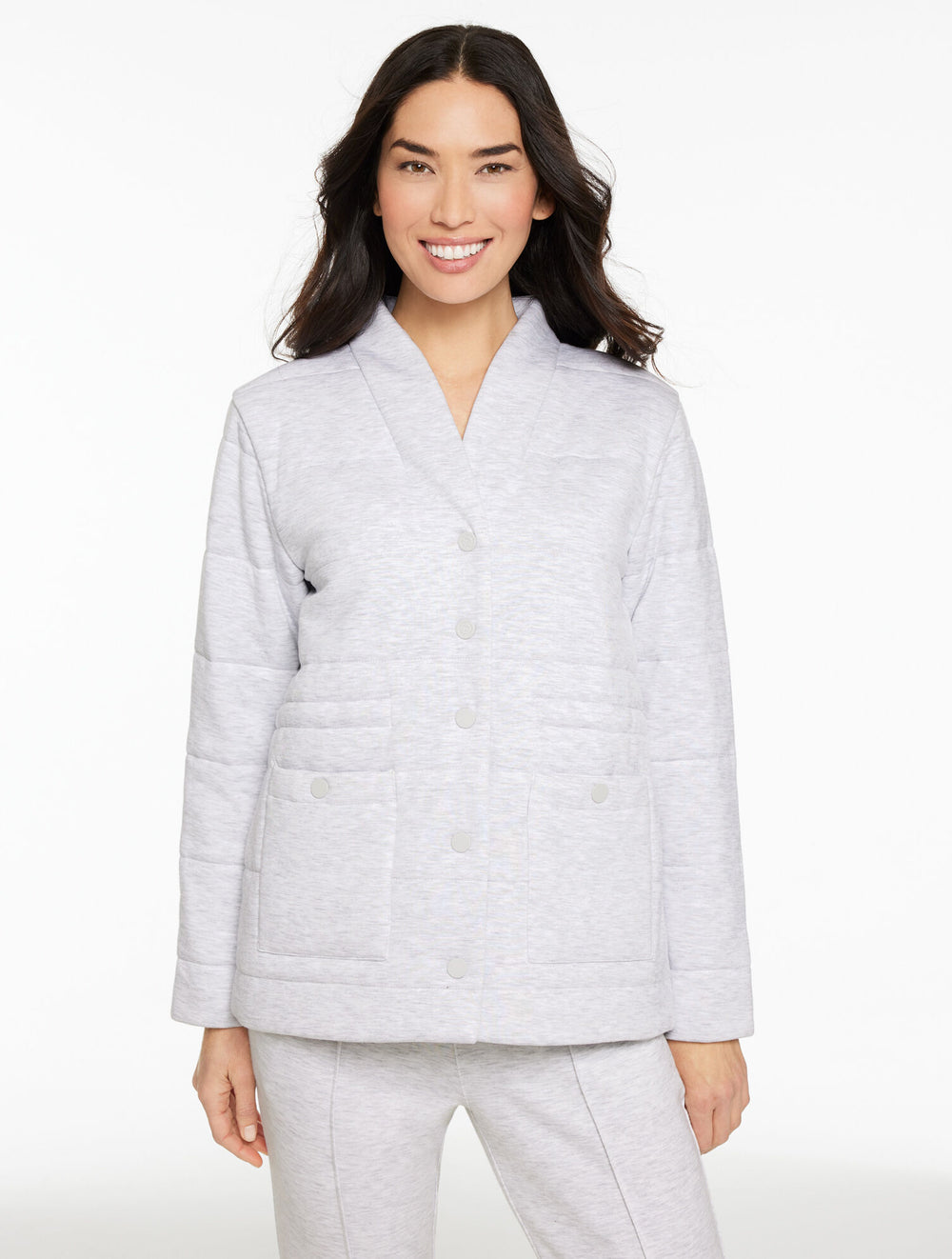 CLOUD HEATHER AIRKNIT STRETCH QUILTED JACKET | Talbots US
