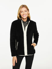 BLACK|IVORY COZY SHERPA JACKET - COLORBLOCK | Talbots discount
