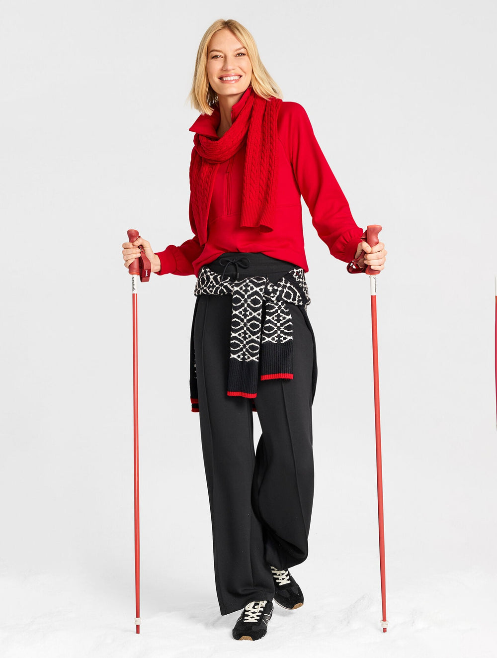 IVORY|RED POP COZY CLOUD HALF-ZIP PULLOVER | Talbots discount