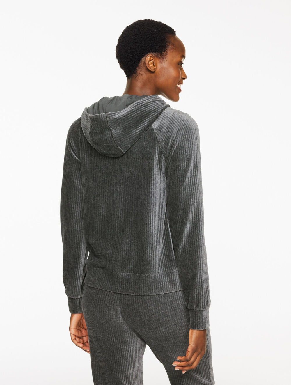 SHADOW HEATHER SKY LOUNGE VELOUR FULL-ZIP HOODIE | Talbots discount
