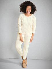 IVORY|PINE GROVE|SHADOW HEATHER SKY LOUNGE VELOUR JOGGERS | Talbots online