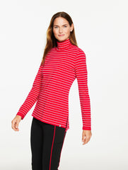 GREY SKY HEATHER|IVORY/BLACK|RED POP/SILVER SUPERSOFT JERSEY TURTLENECK TEE - GLITTER SNOW STRIPE | Talbots online