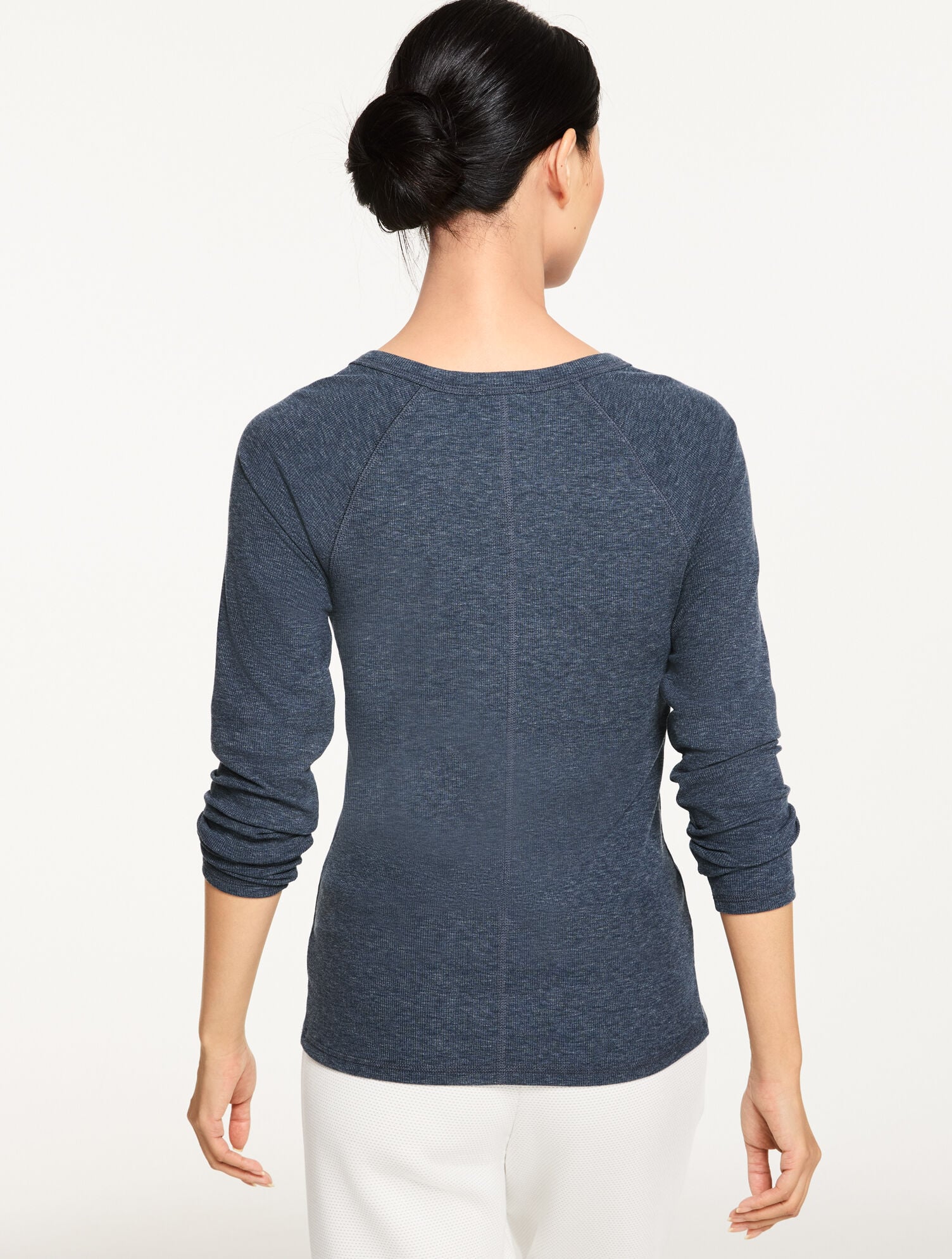 IOLITE HEATHER RIBBED HENLEY TEE | Talbots outlet