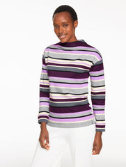 GREY SKY HEATHER MULTI CLASSIC FRENCH TERRY MOCKNECK PULLOVER - SOPHIE STRIPE | Talbots for sale