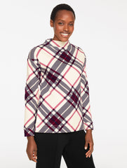IVORY MULTI CLASSIC FRENCH TERRY MOCKNECK PULLOVER - CHILLY PLAID | Talbots discount