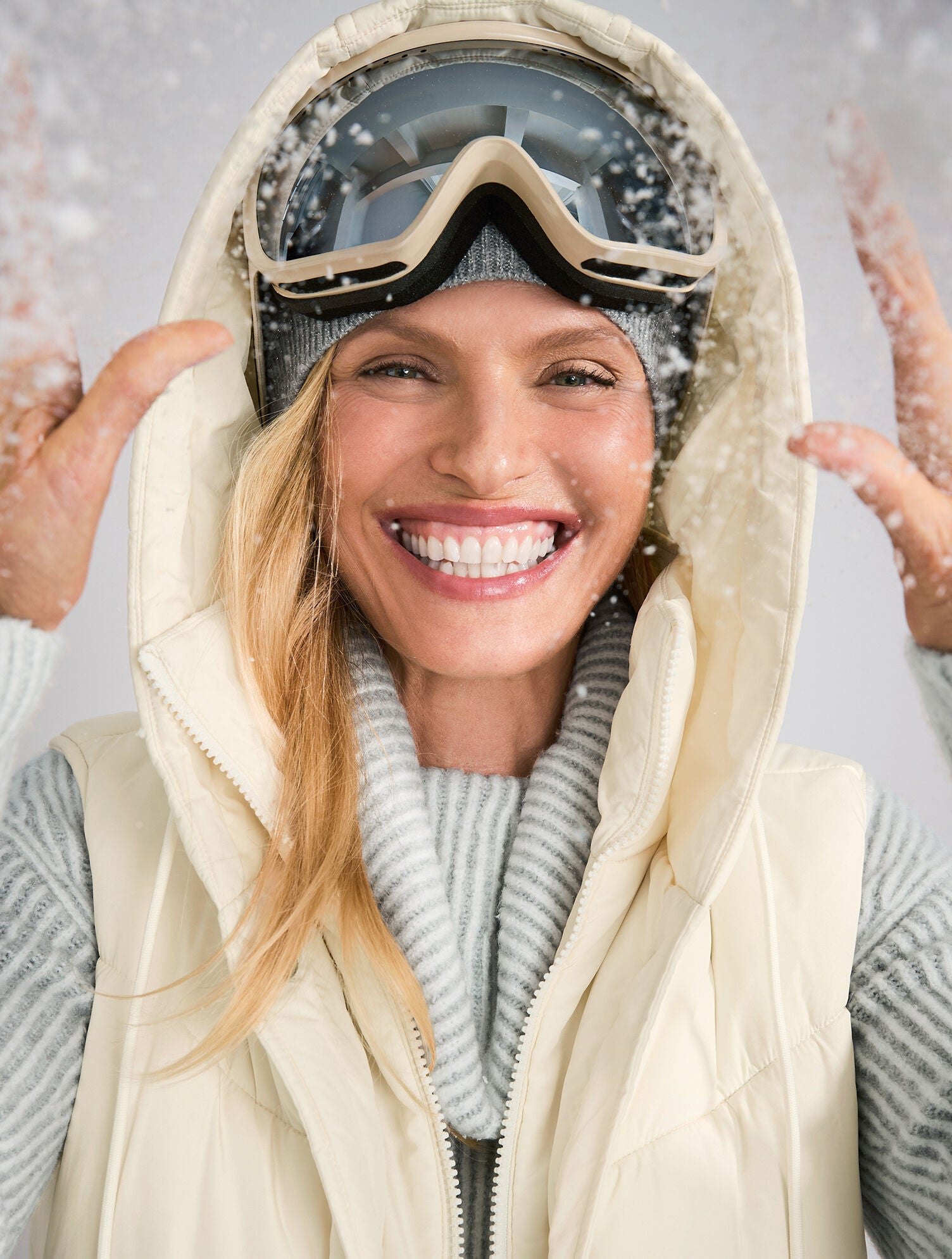 IVORY HOODED PUFFER VEST | Talbots on sale