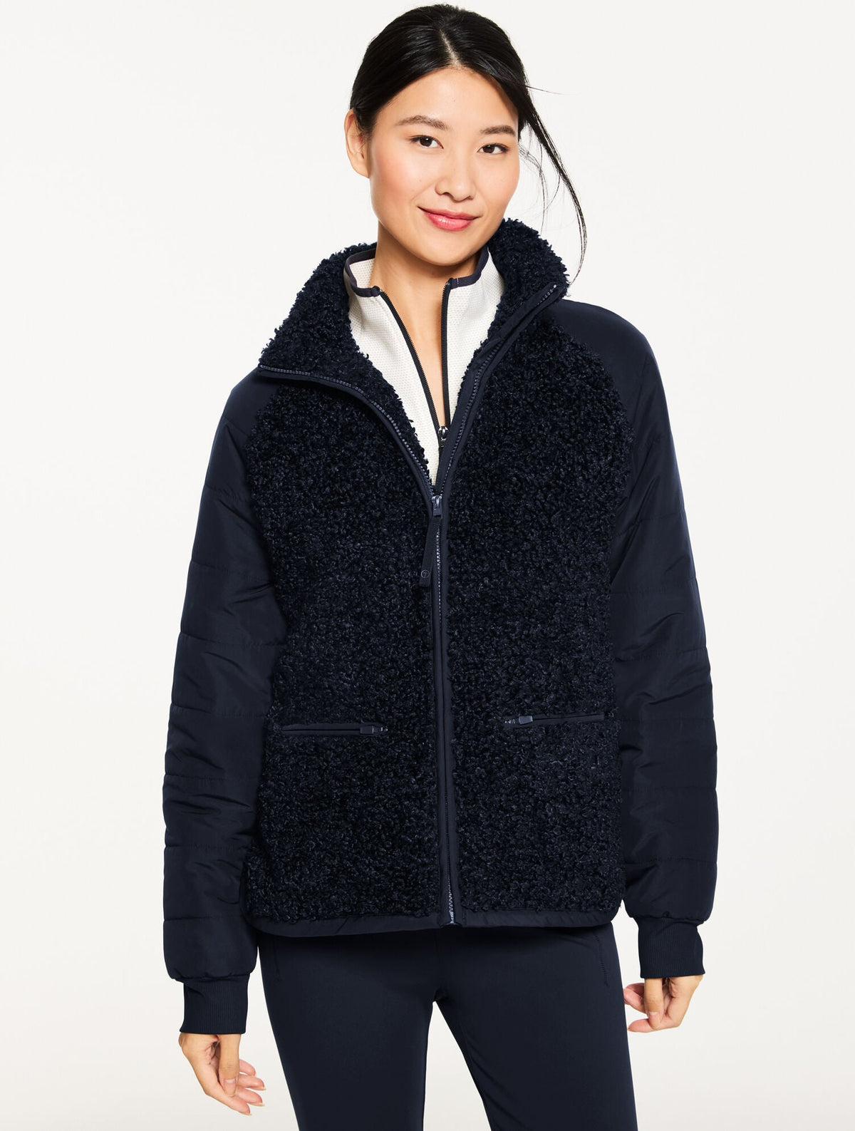 INDIGO QUILTED SHERPA JACKET | Talbots online