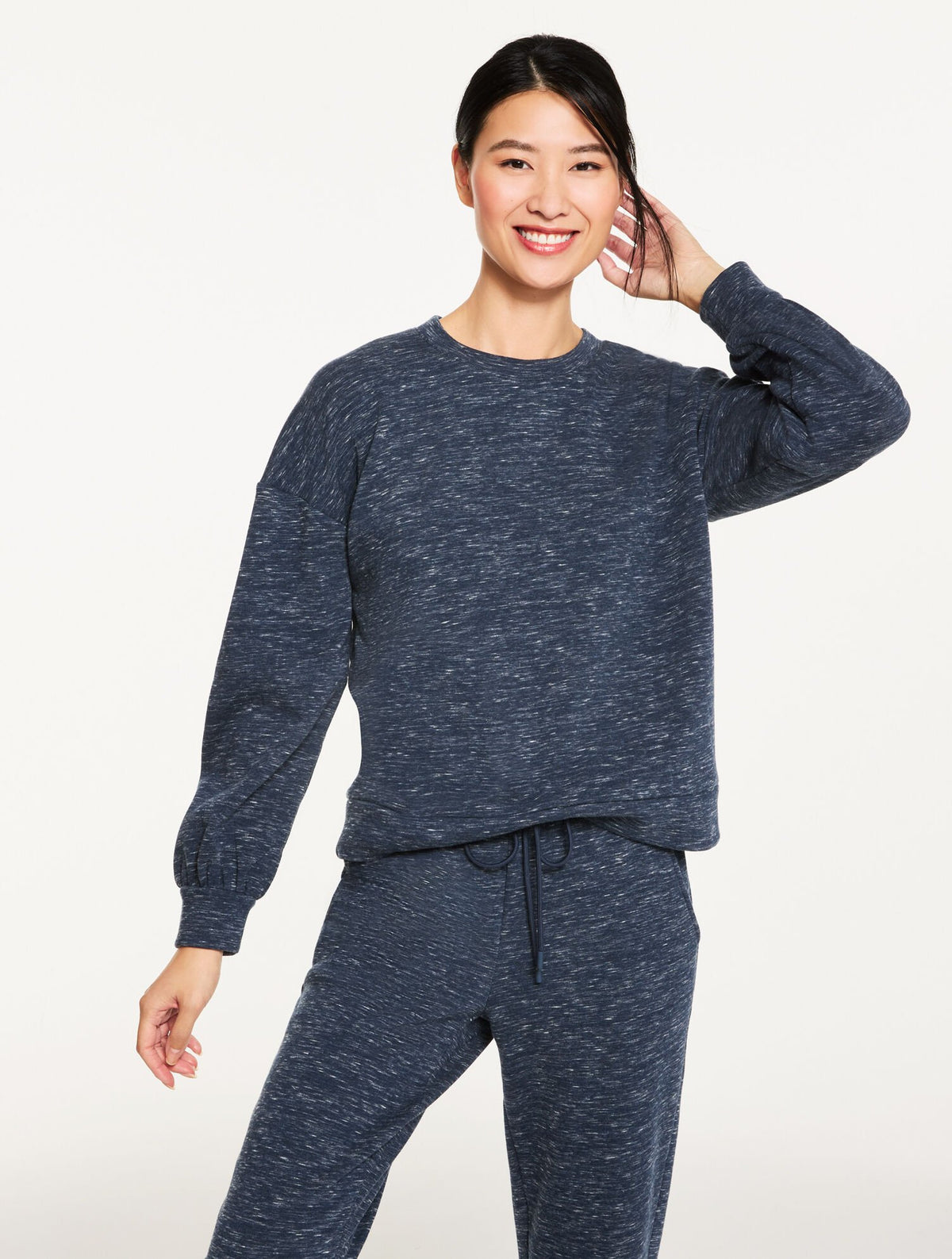 IOLITE HEATHER|SESAME HEATHER COZY CLOUD CREWNECK PULLOVER | Talbots sale