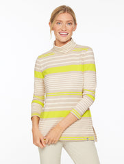 SESAME HEATHER MULTI SUPERSOFT JERSEY TURTLENECK TEE - REFRESH STRIPE | Talbots for sale