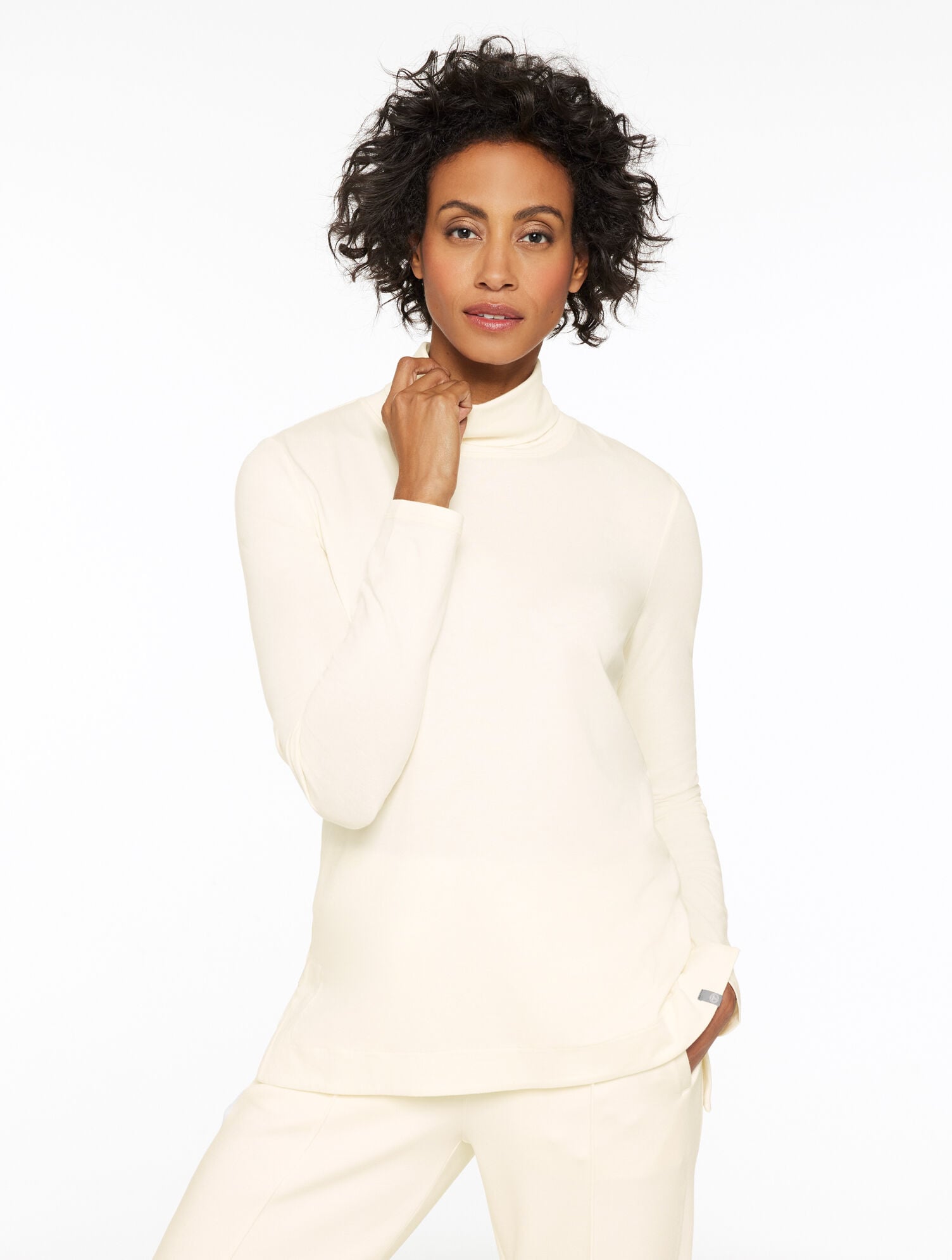 BLUE FROST HEATHER|IVORY SUPERSOFT JERSEY TURTLENECK TEE - CONTRAST | Talbots discount