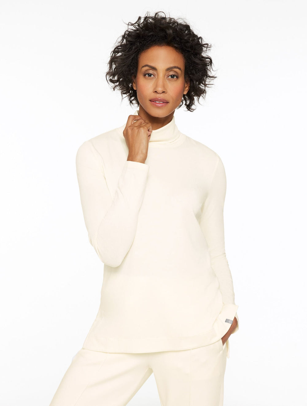 BLUE FROST HEATHER|IVORY SUPERSOFT JERSEY TURTLENECK TEE - CONTRAST | Talbots discount