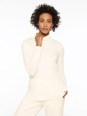 BLUE FROST HEATHER|IVORY SUPERSOFT JERSEY TURTLENECK TEE - CONTRAST | Talbots discount