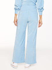 CHENILLE BLUE VELOUR WIDE LEG PANTS | Talbots on sale