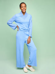 LAKESIDE BLUE HEATHER AIRKNIT STRETCH V-NECK PULLOVER | Talbots on sale