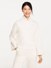 IVORY AIRKNIT STRETCH MESH V-NECK PULLOVER | Talbots discount