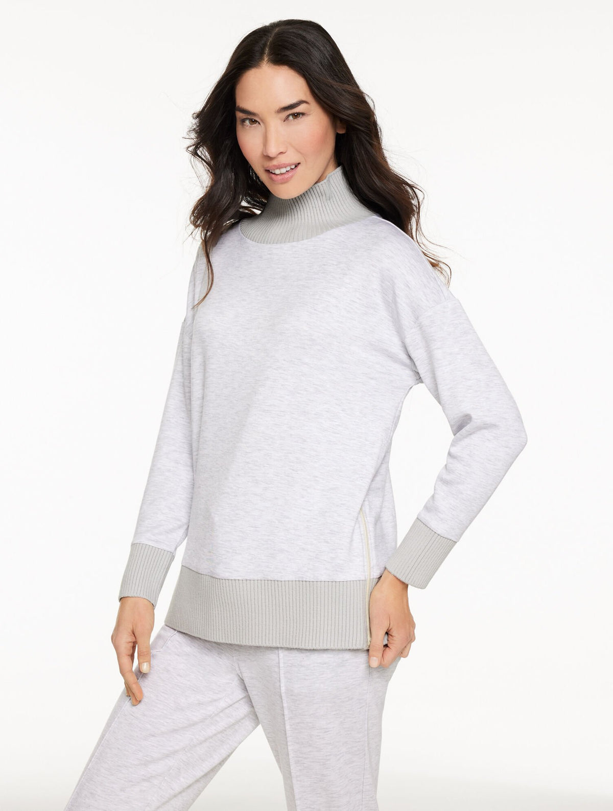 CLOUD HEATHER AIRKNIT STRETCH TURTLENECK TUNIC PULLOVER | Talbots online