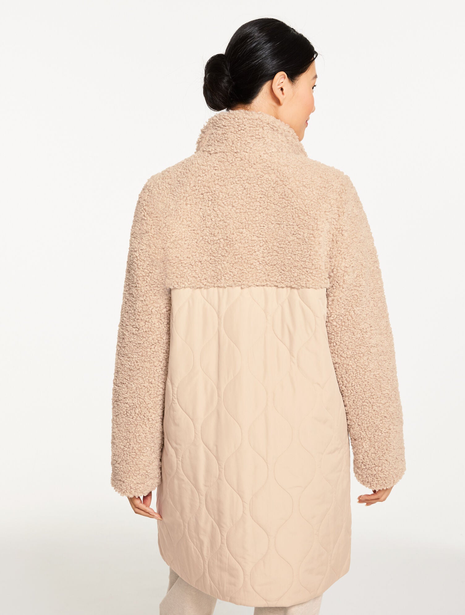 OAT LONG QUILTED SHERPA JACKET | Talbots on sale