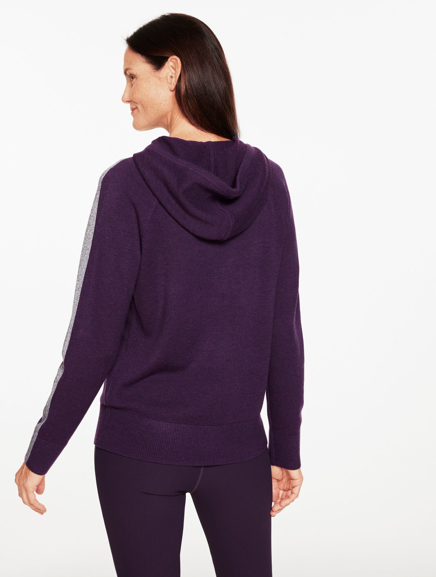 PURPLE GARNET HEATHER METALLIC HOODED SWEATER | Talbots for sale