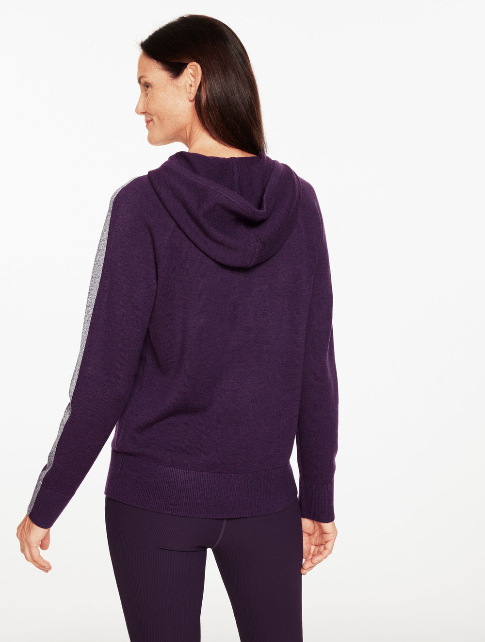 PURPLE GARNET HEATHER METALLIC HOODED SWEATER | Talbots for sale