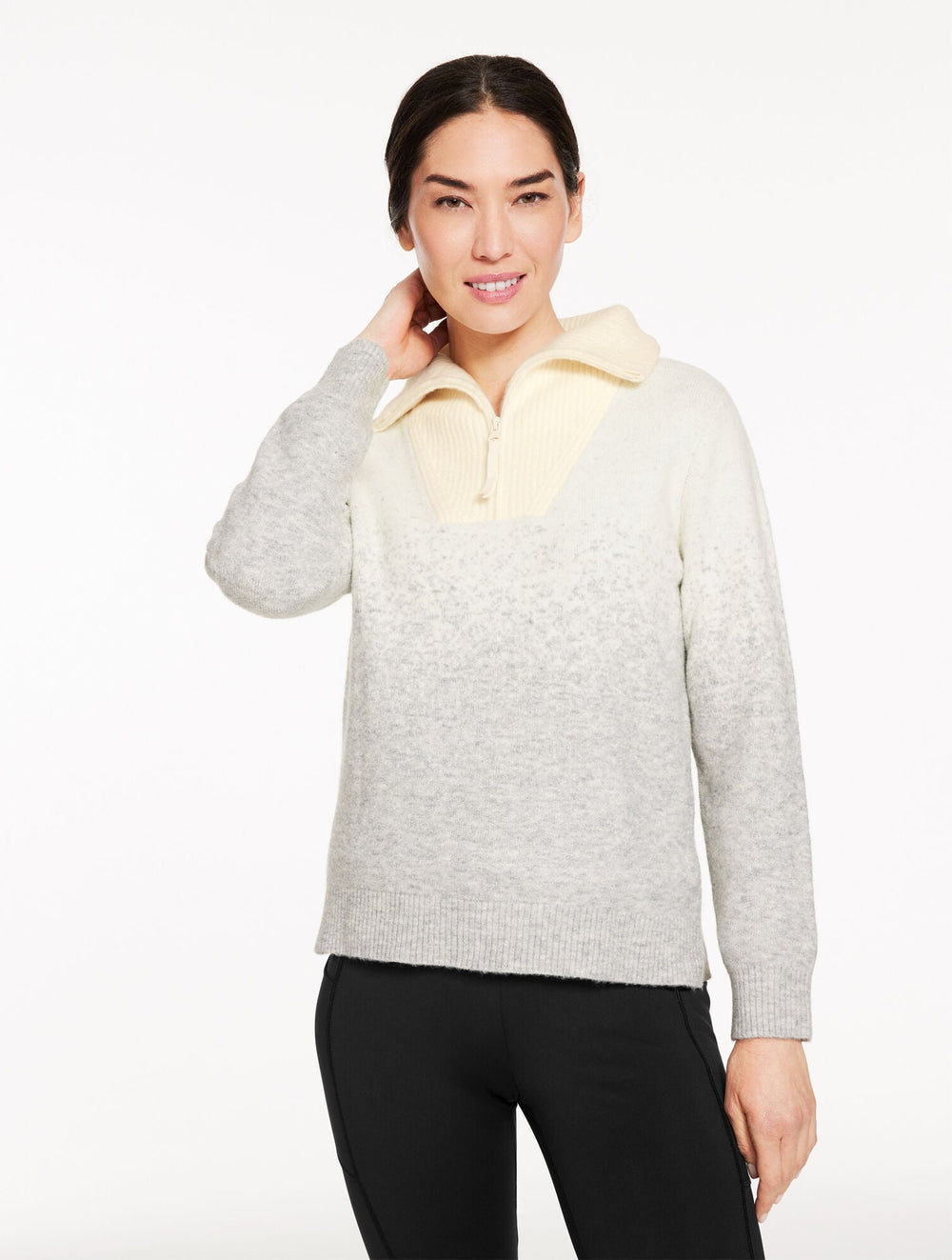 GREY/IVORY HALF-ZIP SWEATER - OMBRÉ | Talbots discount