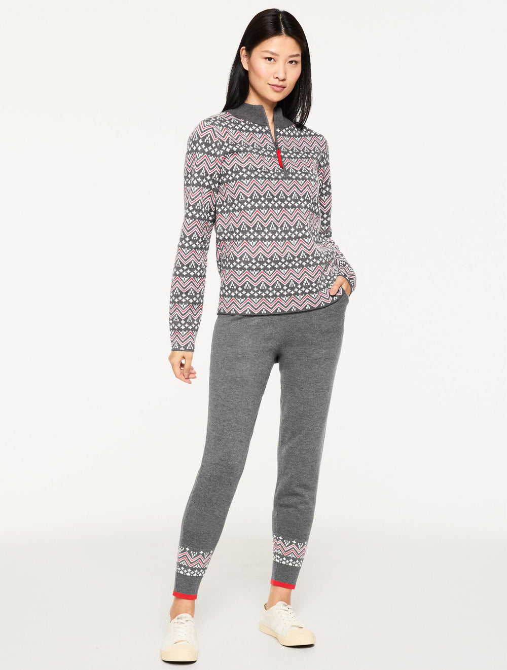 SHADOW HEATHER HALF-ZIP SWEATER - NORDIC FAIR ISLE | Talbots discount