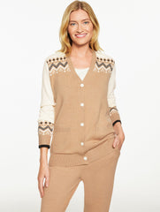 TOASTED COCONUT HEATHER V-NECK CARDIGAN - NORDIC FAIR ISLE | Talbots sale