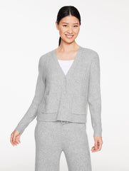 GREY SKY HEATHER RIBBED V-NECK CARDIGAN | Talbots online