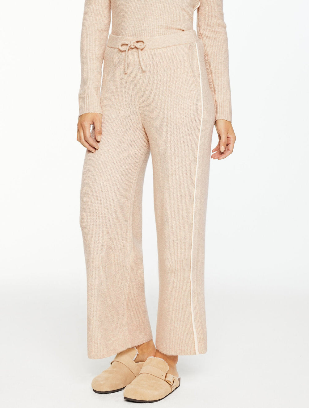 SESAME HEATHER WIDE LEG SWEATER PANTS - TIPPED | Talbots discount