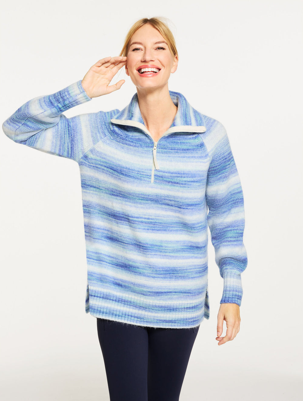 BLUE MULTI HALF-ZIP SWEATER - OMBRÉ | Talbots near me