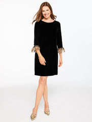 BLACK VELVET SHIFT DRESS | Talbots US