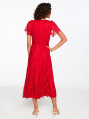 RED POP CHANTILLY LACE FIT & FLARE MIDI DRESS | Talbots online