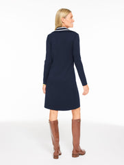 INDIGO BLUE JOHNNY COLLAR KNIT SHIFT DRESS | Talbots US