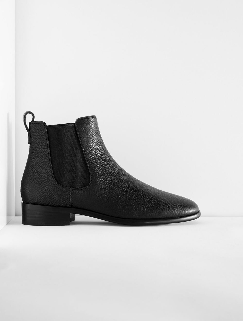 BLACK BRIGHTON PEBBLE LEATHER ANKLE BOOTS | Talbots for sale