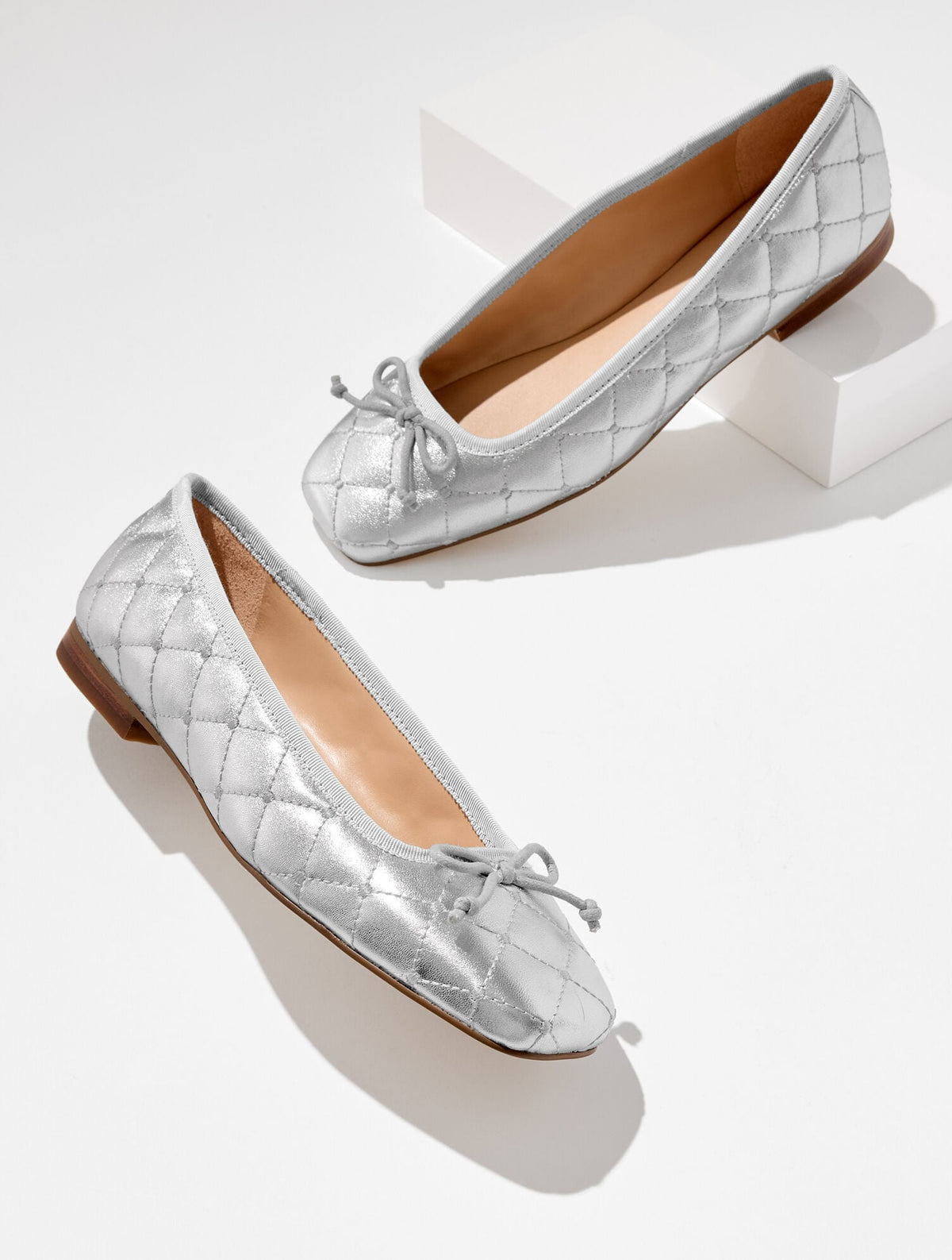 SILVER CARRINGTON QUILTED NAPPA BALLET FLATS - METALLIC | Talbots US