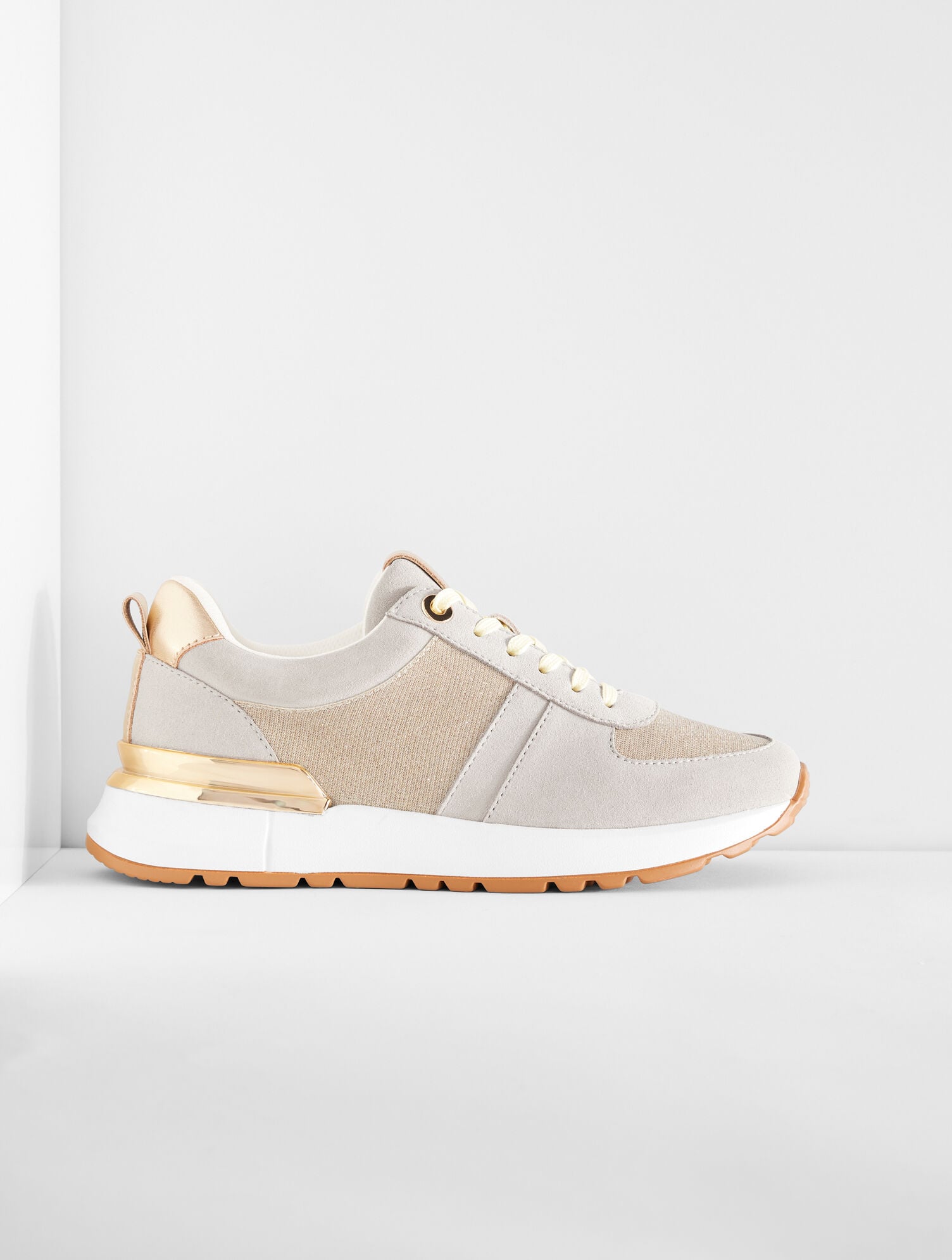 IVORY/GOLD DARBY SUEDE METALLIC SNEAKERS | Talbots on sale