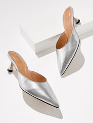 SILVER EMBER NAPPA MULES - METALLIC | Talbots outlet