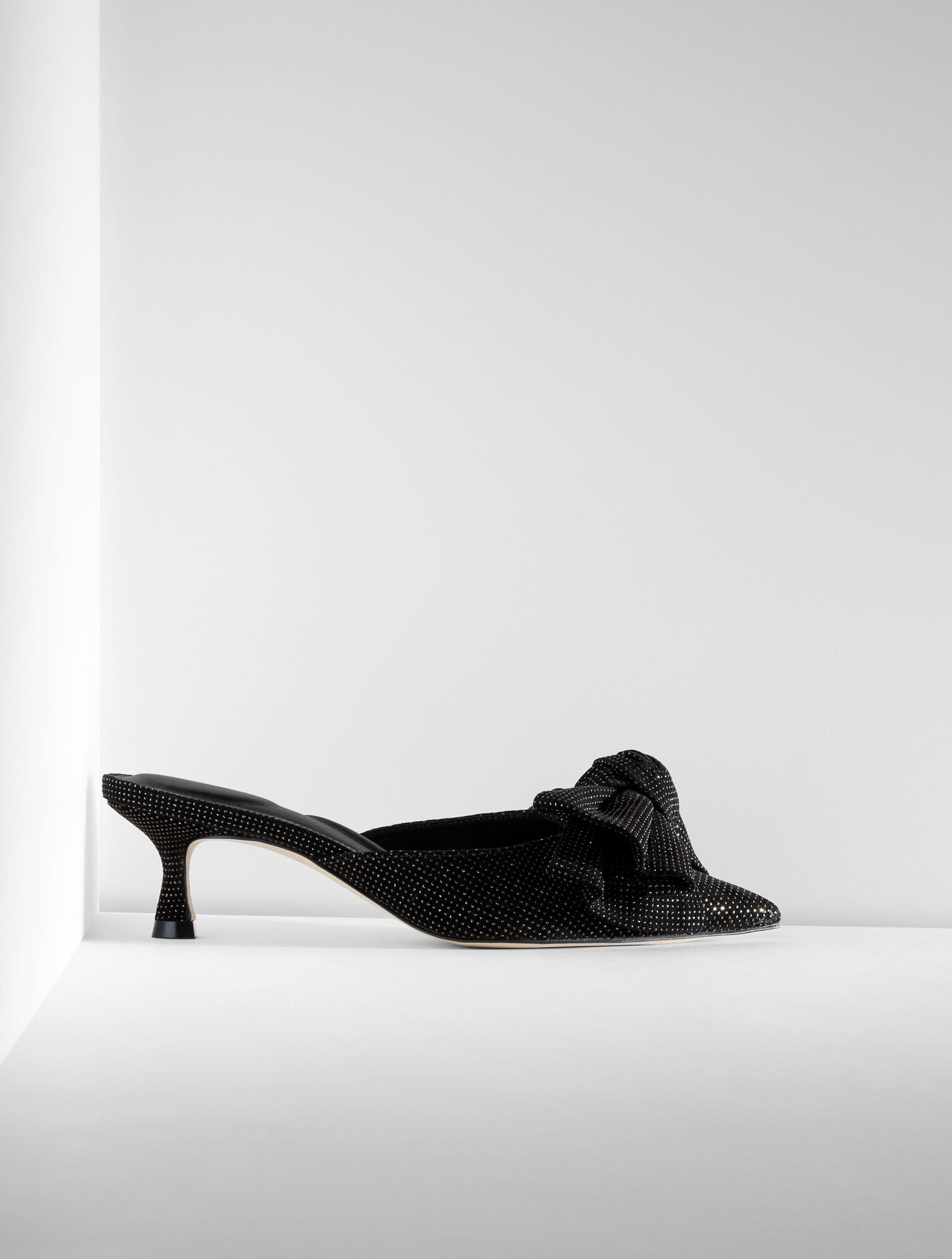 BLACK EMBER BOW CRYSTAL LEATHER MULES | Talbots for sale