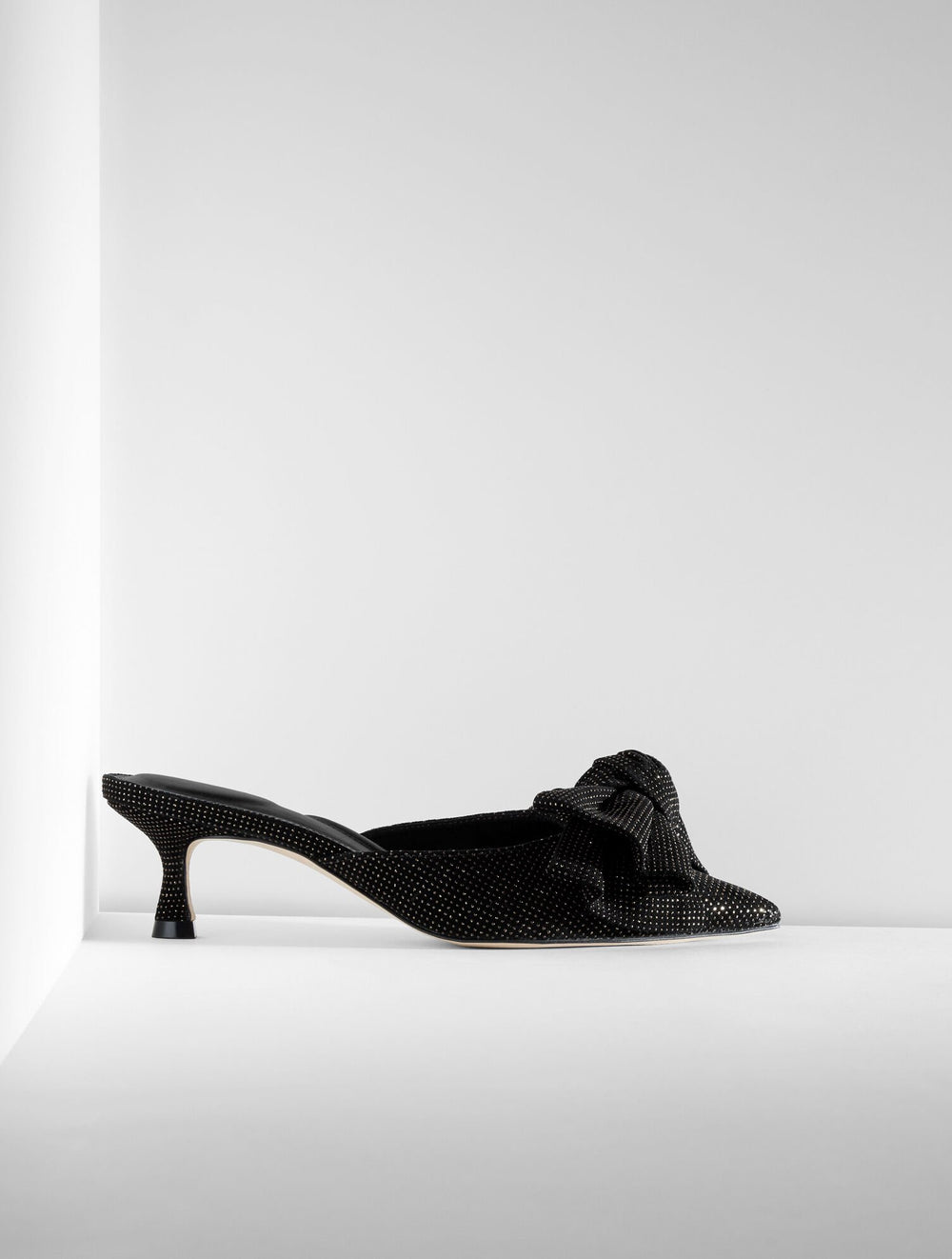 BLACK EMBER BOW CRYSTAL LEATHER MULES | Talbots for sale