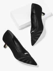 BLACK EMBER MESH SUEDE KITTEN HEEL PUMPS | Talbots discount