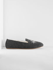 MEDIUM GREY FIRESIDE EMBELLISHED FLANNEL SLIPPERS - SNOWFLAKE | Talbots US