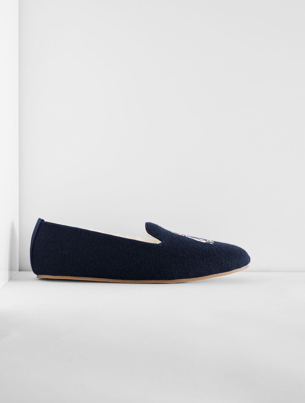 INDIGO FIRESIDE EMBELLISHED FLANNEL SLIPPERS - DOG | Talbots sale
