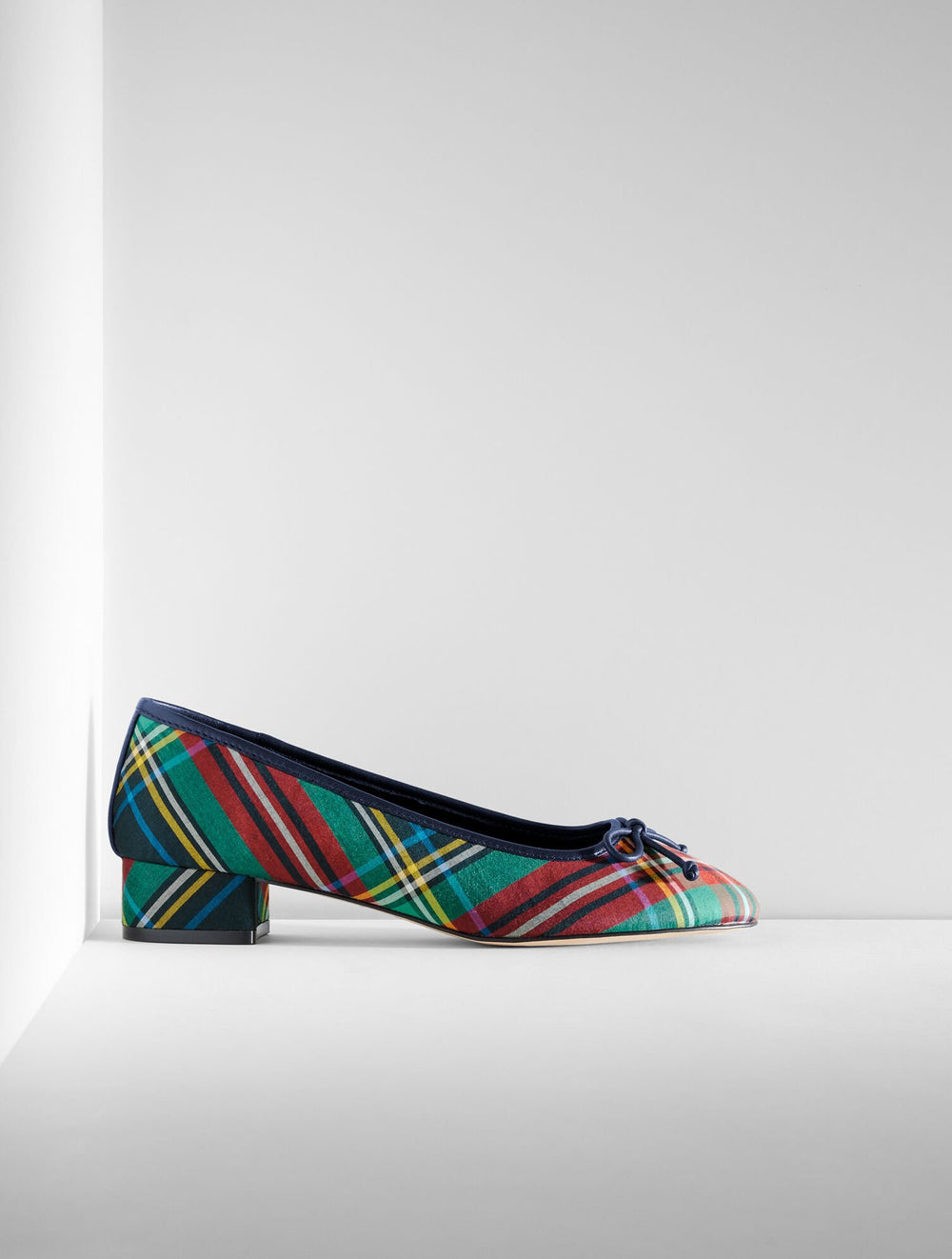 INDIGO BLUE MULTI GABRIEL BLOCK HEEL PUMPS - JOYFUL TARTAN | Talbots US