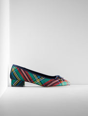 INDIGO BLUE MULTI GABRIEL BLOCK HEEL PUMPS - JOYFUL TARTAN | Talbots US