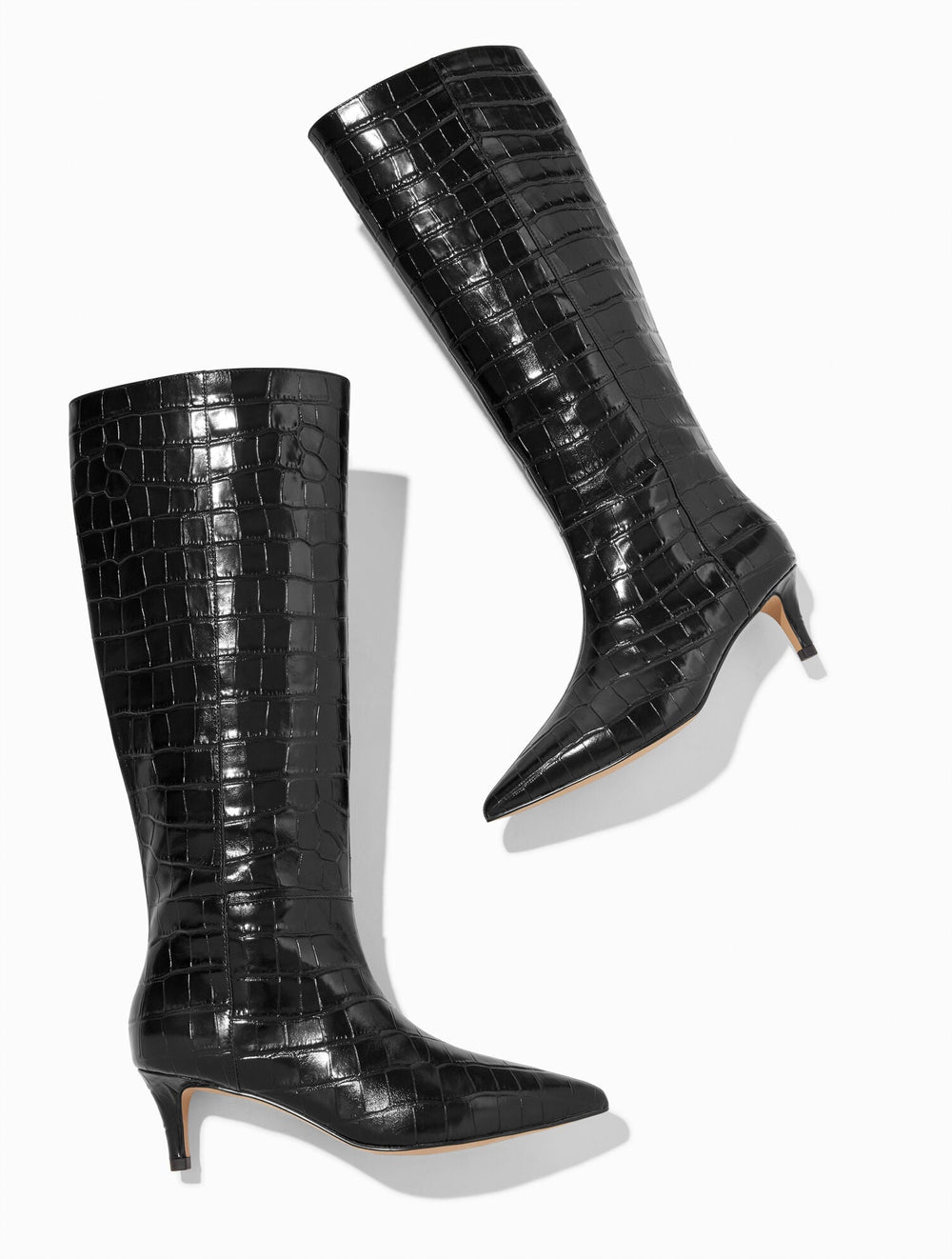 BLACK KAIT CROC EMBOSSED TALL BOOTS | Talbots US