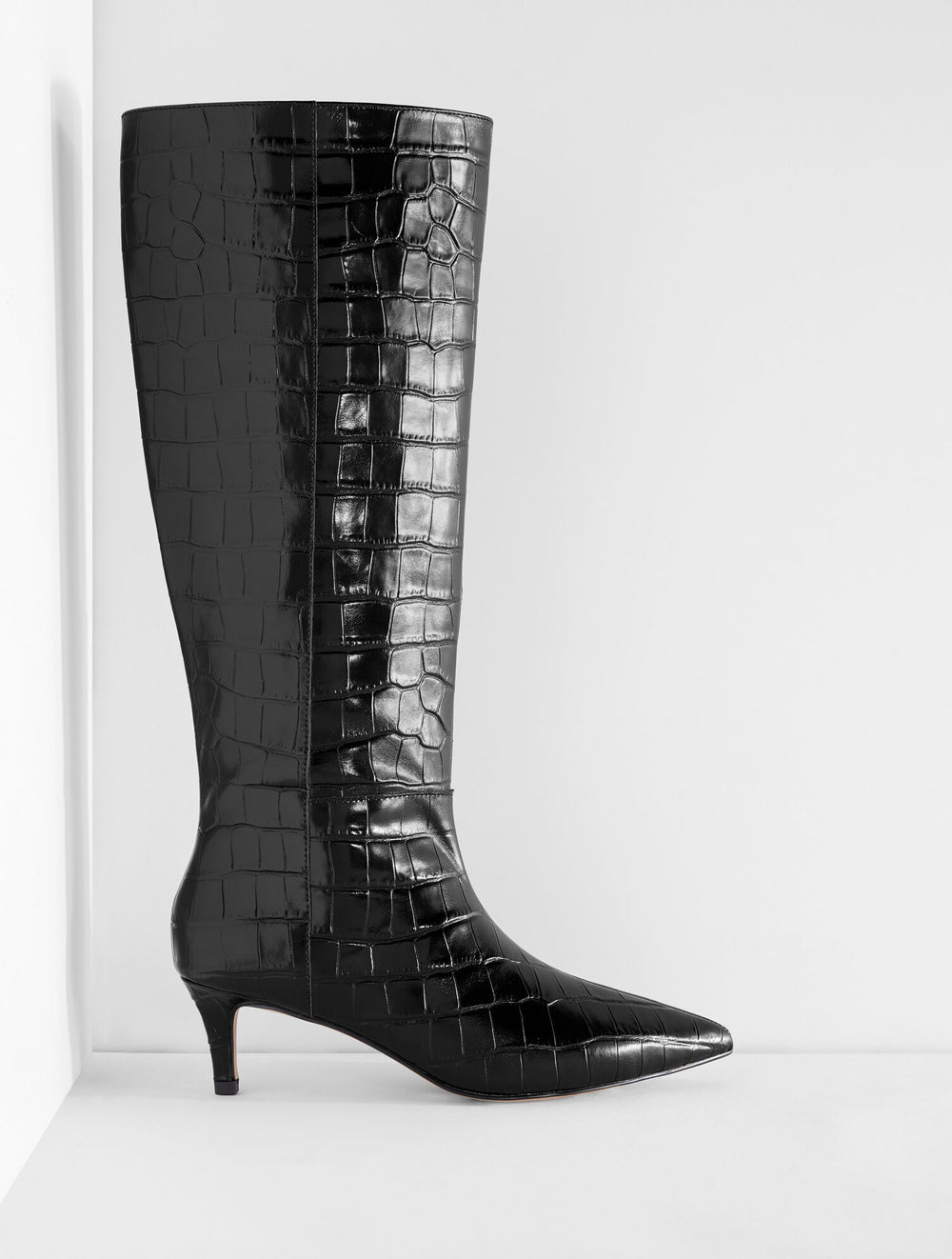 BLACK KAIT CROC EMBOSSED TALL BOOTS | Talbots near me