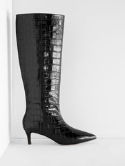 BLACK KAIT CROC EMBOSSED TALL BOOTS | Talbots near me